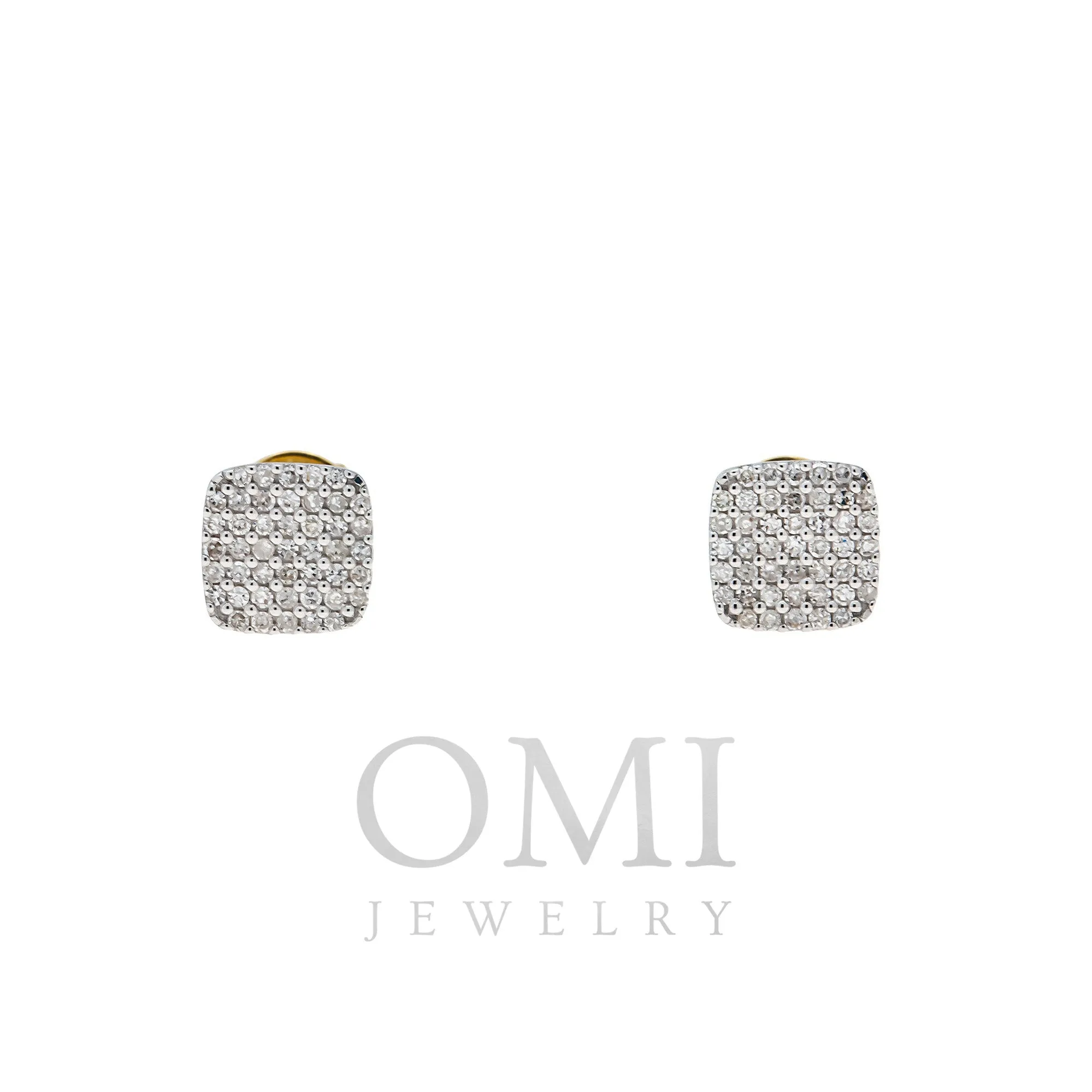 10K GOLD ROUND DIAMOND SQUARE EARRINGS 0.26 CTW