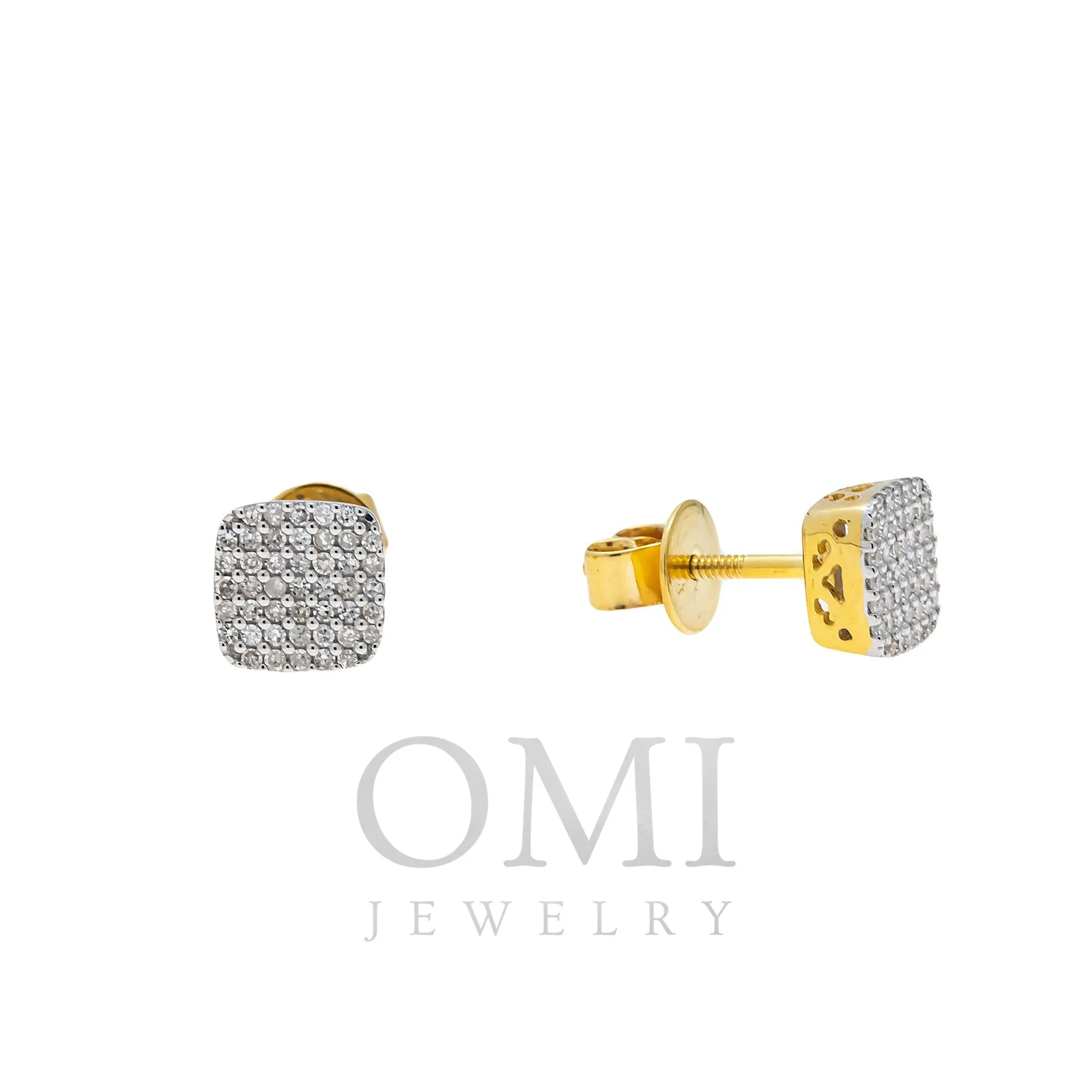 10K GOLD ROUND DIAMOND SQUARE EARRINGS 0.26 CTW