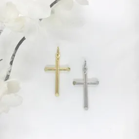 10k Gold Tube Cross - 30mm