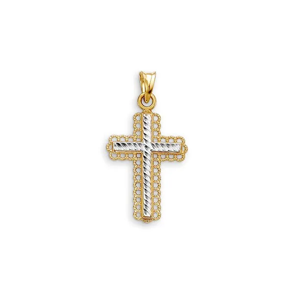 10k Two-Tone Gold Sparkle Cut Cross