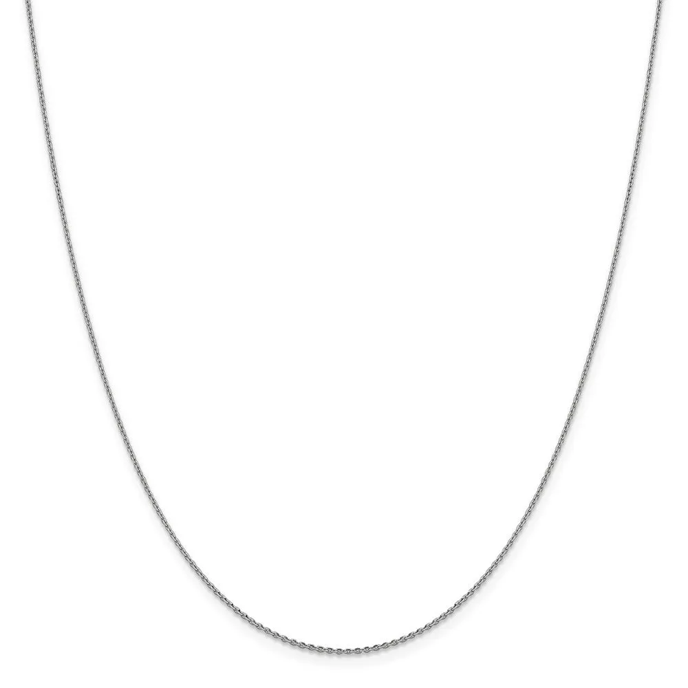 1.15mm 14k White Gold Diamond Cut Oval Open Cable Necklace Chain