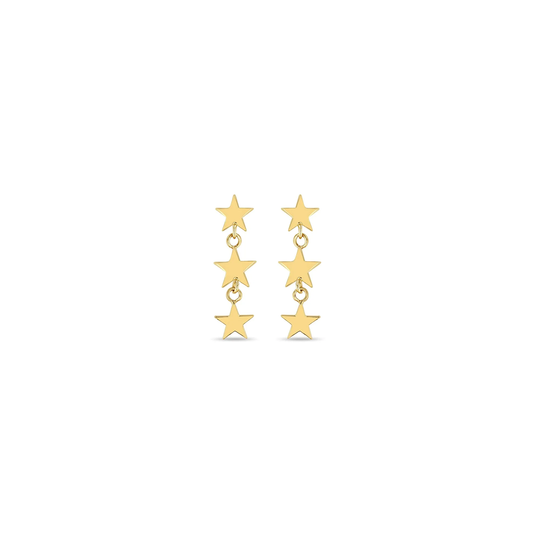 14k 3 Itty Bitty Star Short Drop Earrings - SALE