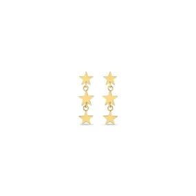 14k 3 Itty Bitty Star Short Drop Earrings - SALE