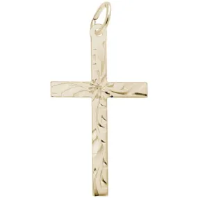 14k Diamond-Cut Cross Charm