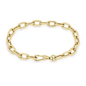 14k Gold Extra Large Square Oval Link Bracelet with Swivel Clasp