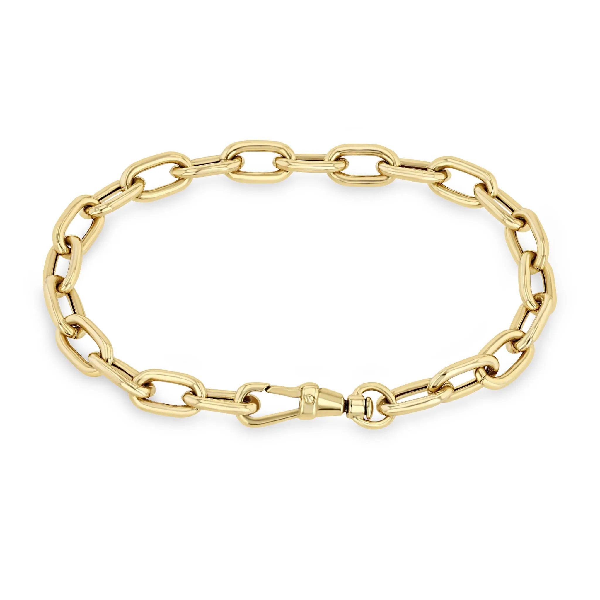 14k Gold Extra Large Square Oval Link Bracelet with Swivel Clasp