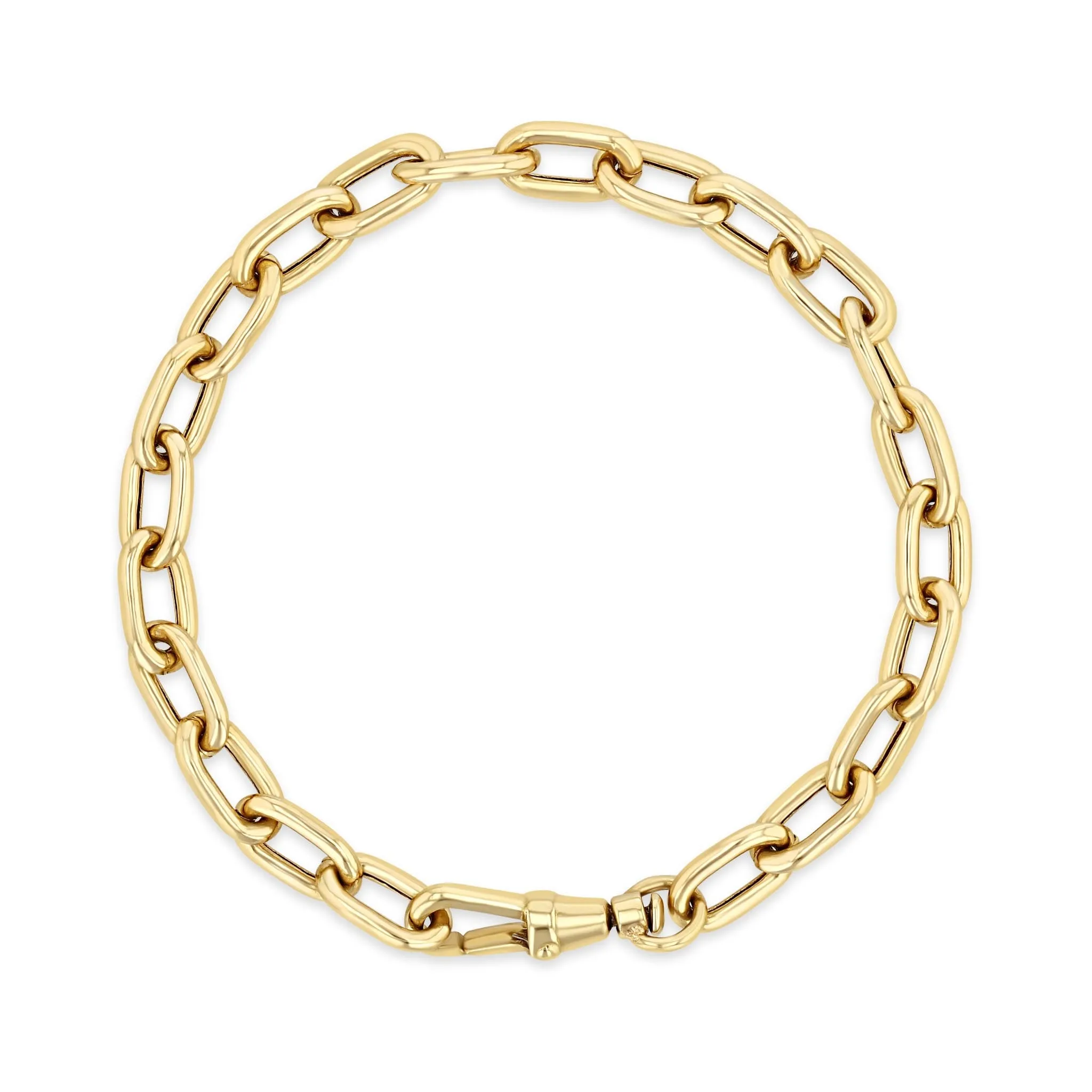 14k Gold Extra Large Square Oval Link Bracelet with Swivel Clasp