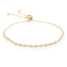 14k Linked Floating Diamond Tennis Bolo Bracelet