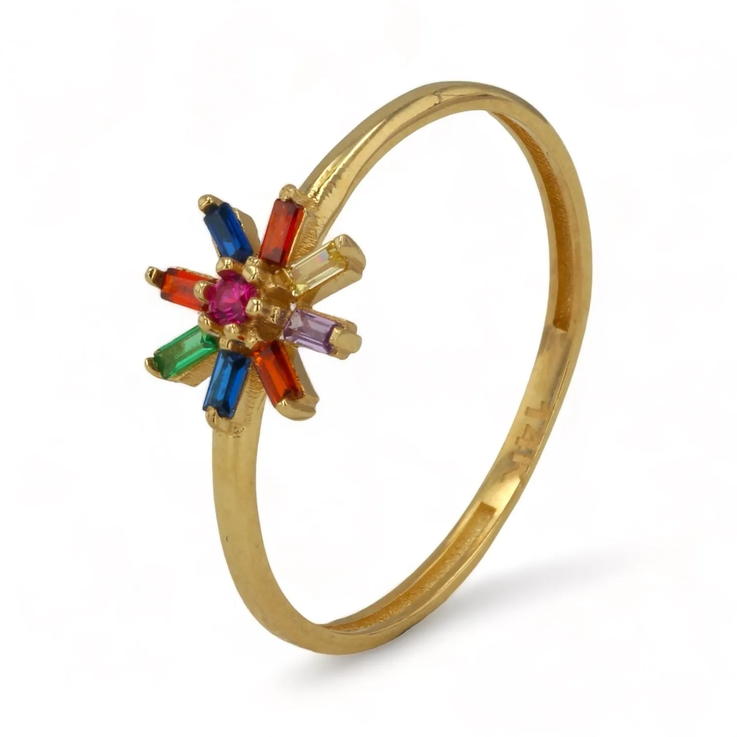 14K Yellow Gold Color Fan Ring - 1024