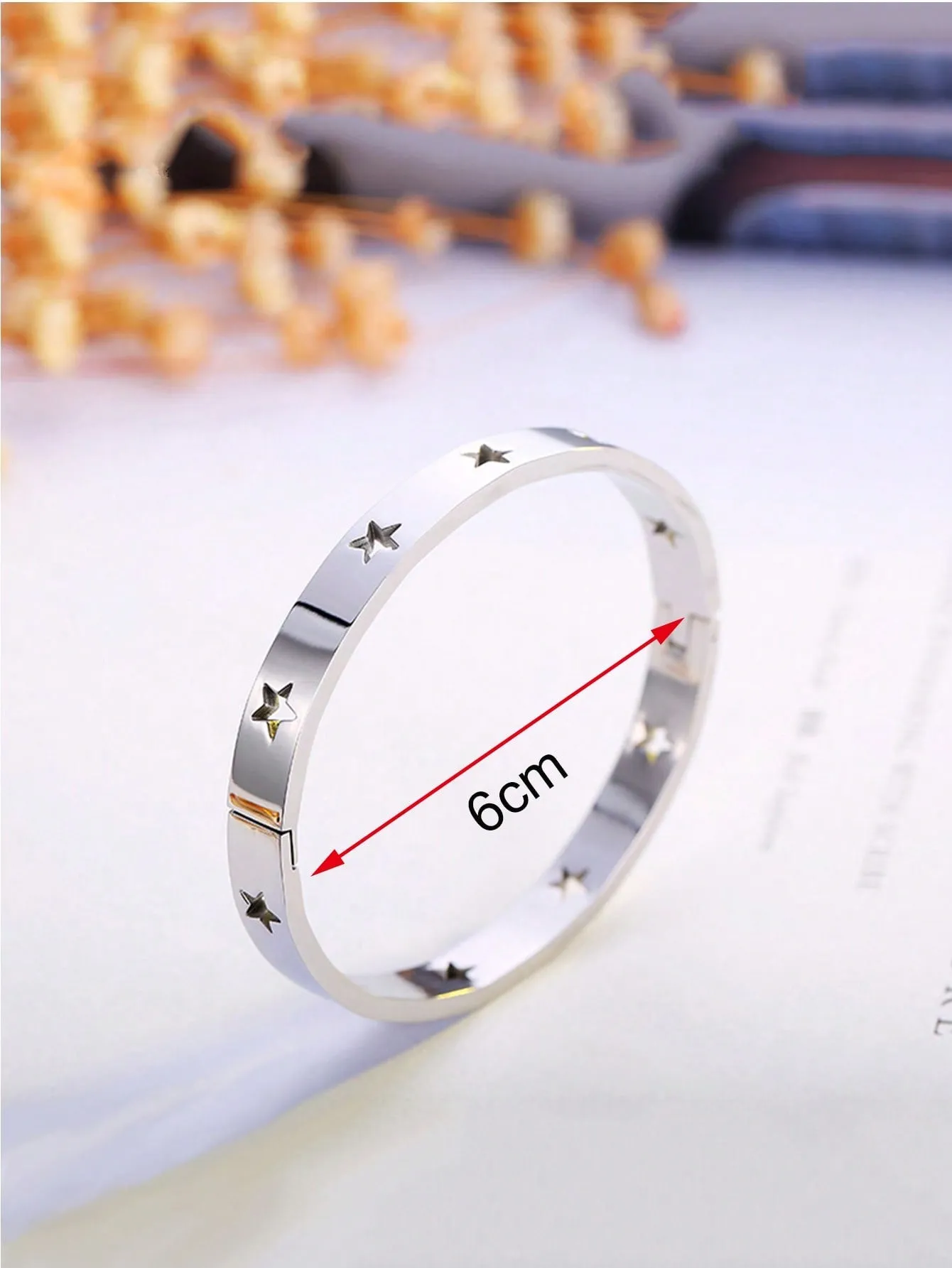 1pc Fashionable Stainless Steel Rhinestone Decor Bangle For Women For Daily Decoration