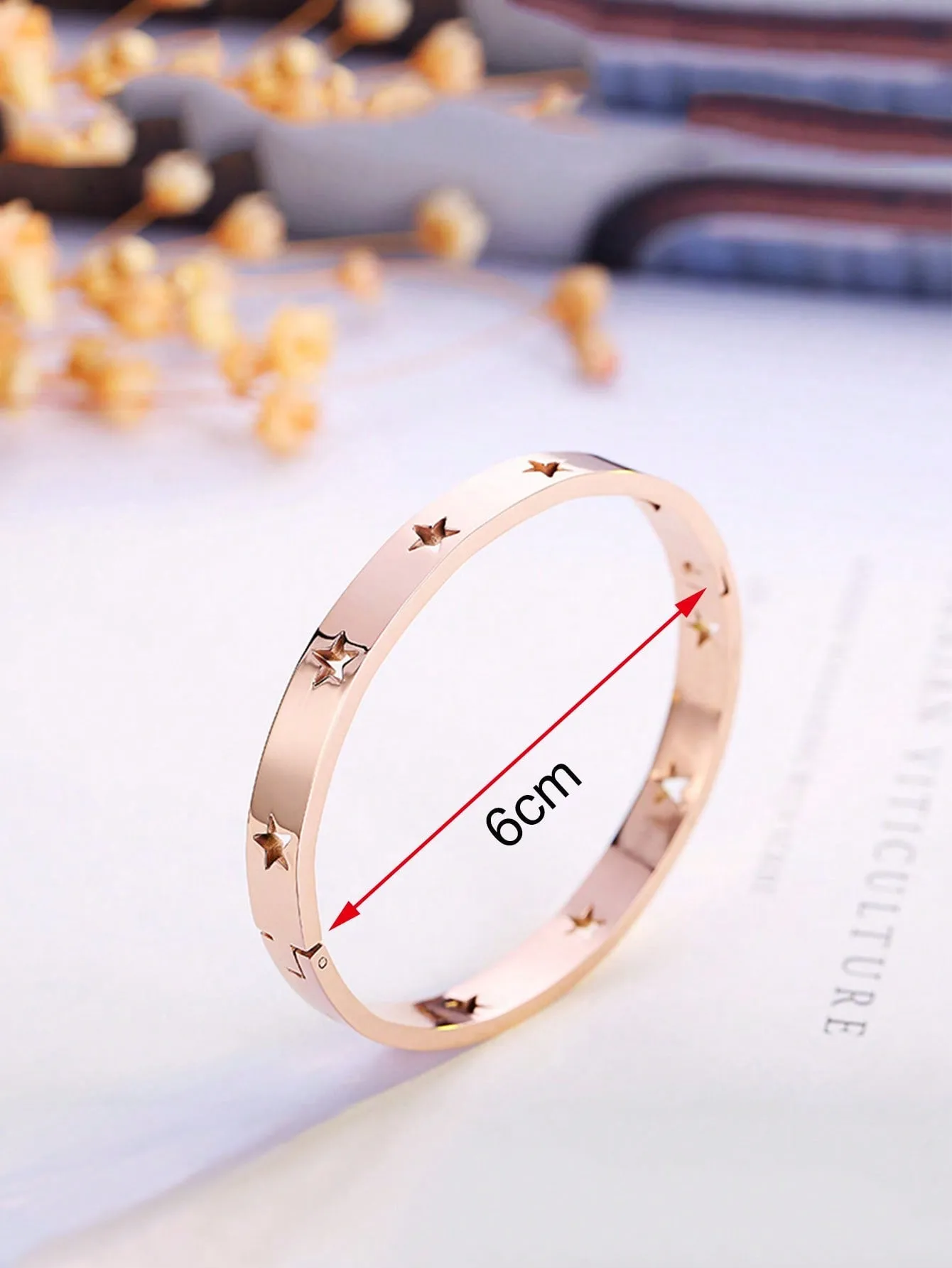 1pc Fashionable Stainless Steel Rhinestone Decor Bangle For Women For Daily Decoration