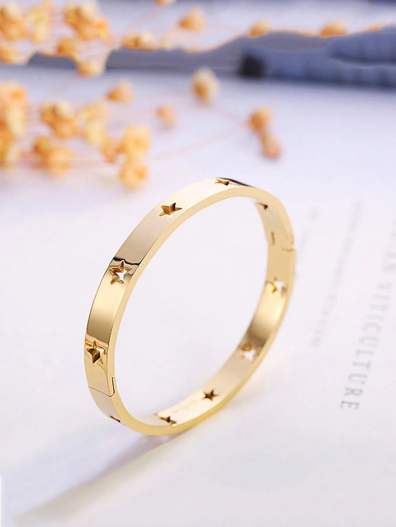 1pc Fashionable Stainless Steel Rhinestone Decor Bangle For Women For Daily Decoration