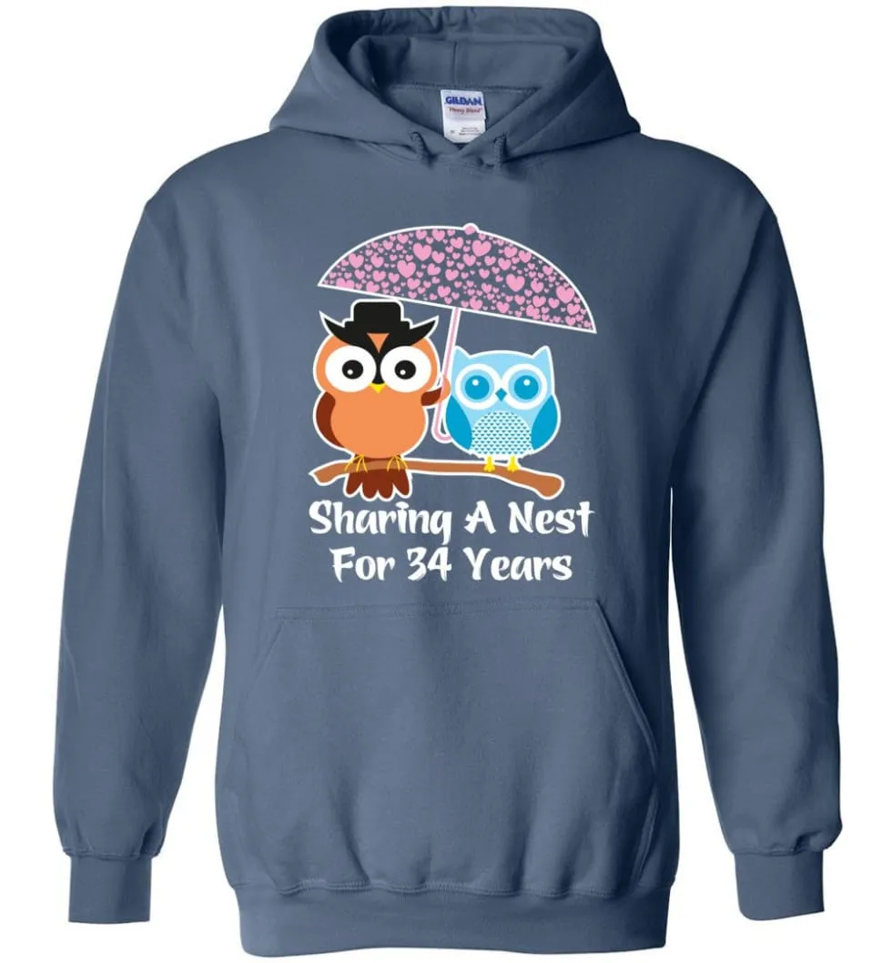 34 Years Wedding Anniversary Gifts Valentine's Day Hoodie