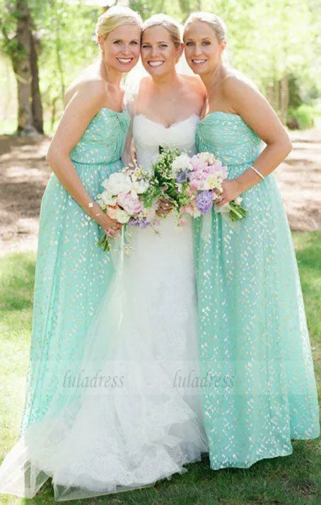 A-Line Sweetheart Floor-Length Floral Bridesmaid Dress,BD99849