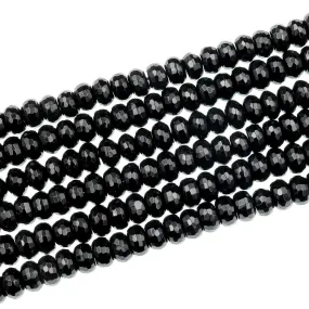 AAA Faceted Natural Black Onyx Rondelle Beads Faceted 6mm 8mm 10mm High Quality Natural Black Gemstone 15.5" Strand