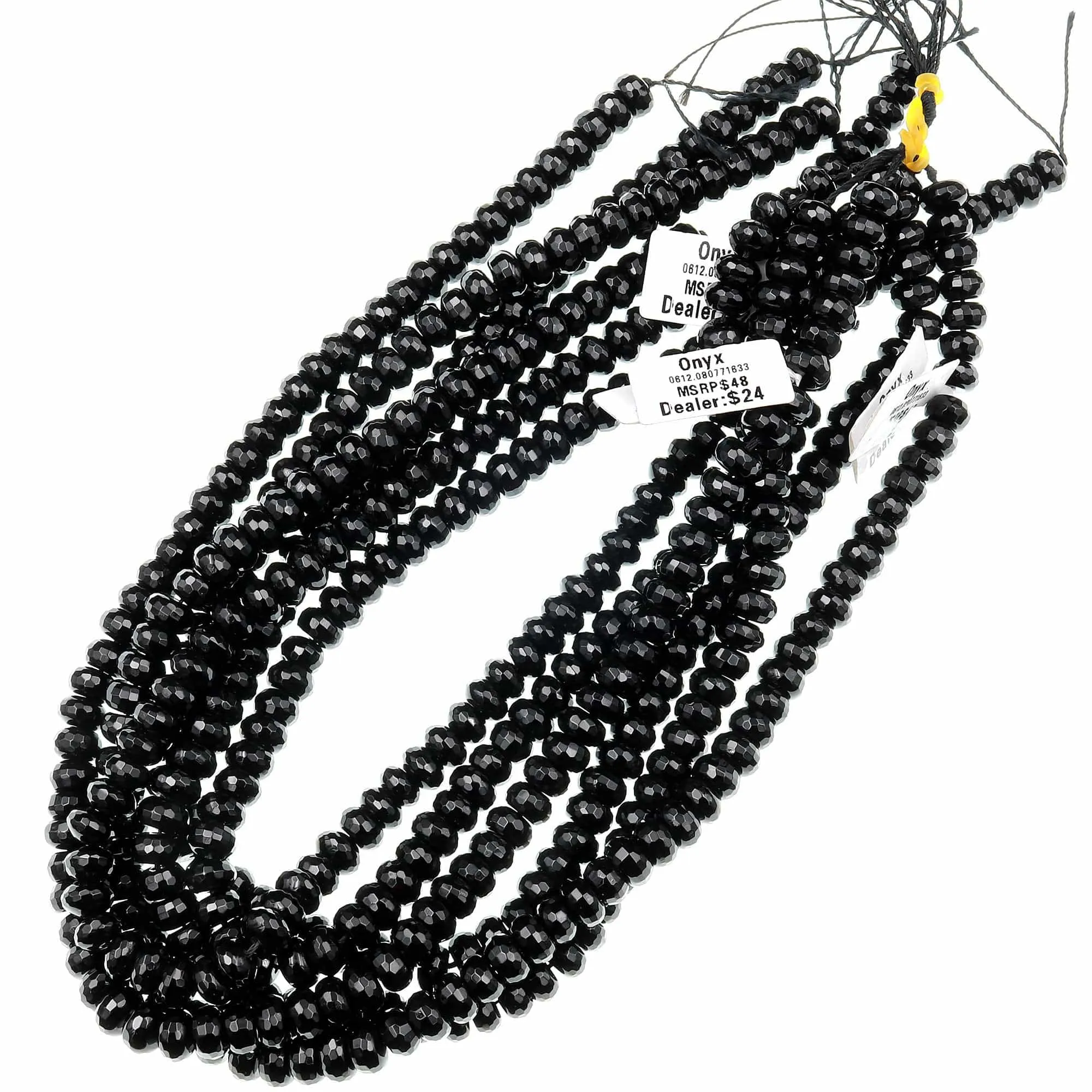 AAA Faceted Natural Black Onyx Rondelle Beads Faceted 6mm 8mm 10mm High Quality Natural Black Gemstone 15.5" Strand