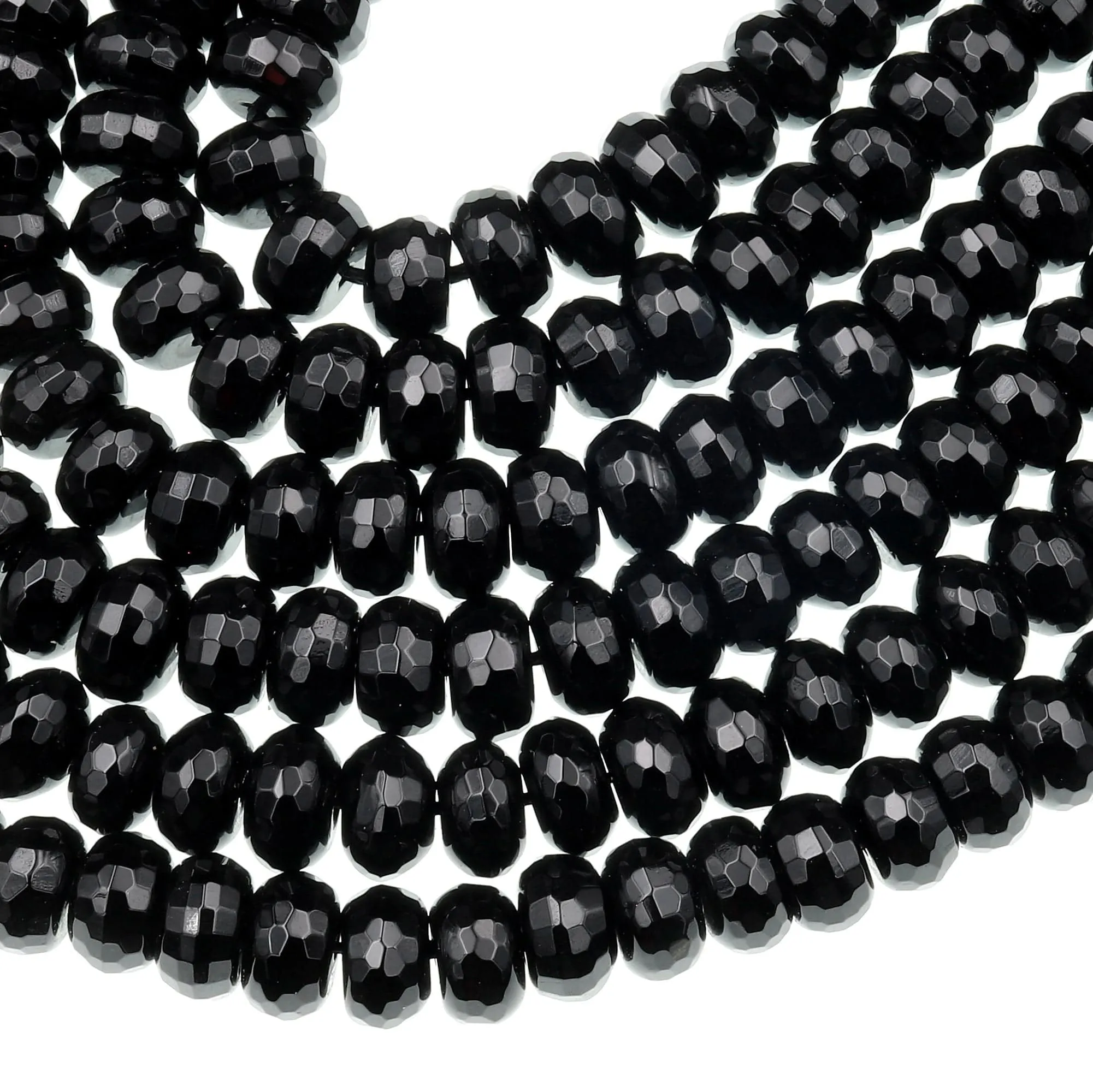 AAA Faceted Natural Black Onyx Rondelle Beads Faceted 6mm 8mm 10mm High Quality Natural Black Gemstone 15.5" Strand