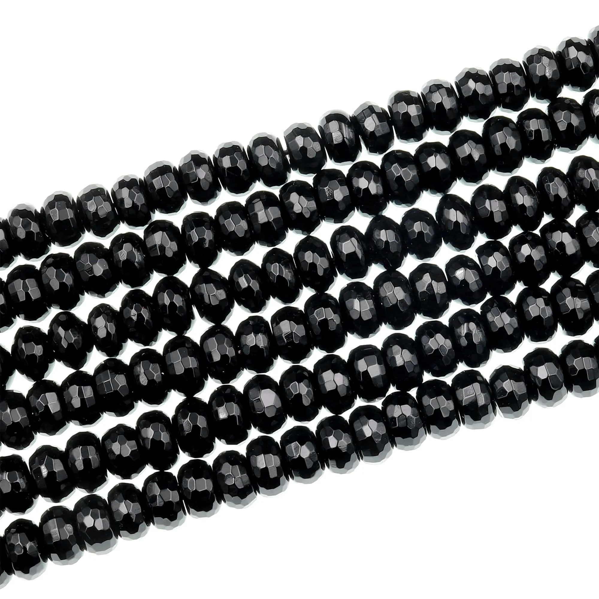 AAA Faceted Natural Black Onyx Rondelle Beads Faceted 6mm 8mm 10mm High Quality Natural Black Gemstone 15.5" Strand