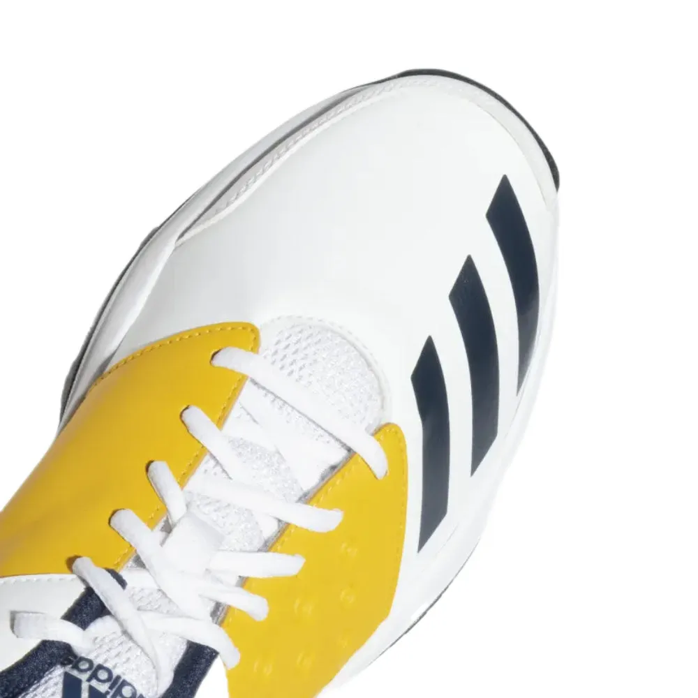 Adidas Men's Crinu 23 Cricket Shoe (Cloud White/Collegiate Navy/Active Gold)