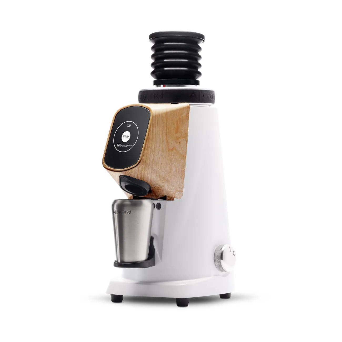 AllGround ProBrew Filter Coffee Grinder - White w/ Wood