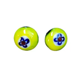 Artisan Glass stud earrings Millifiori Yellow