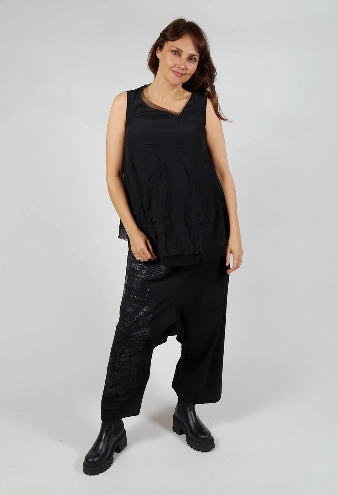 Asymmetrical A-Line Blouse in Black