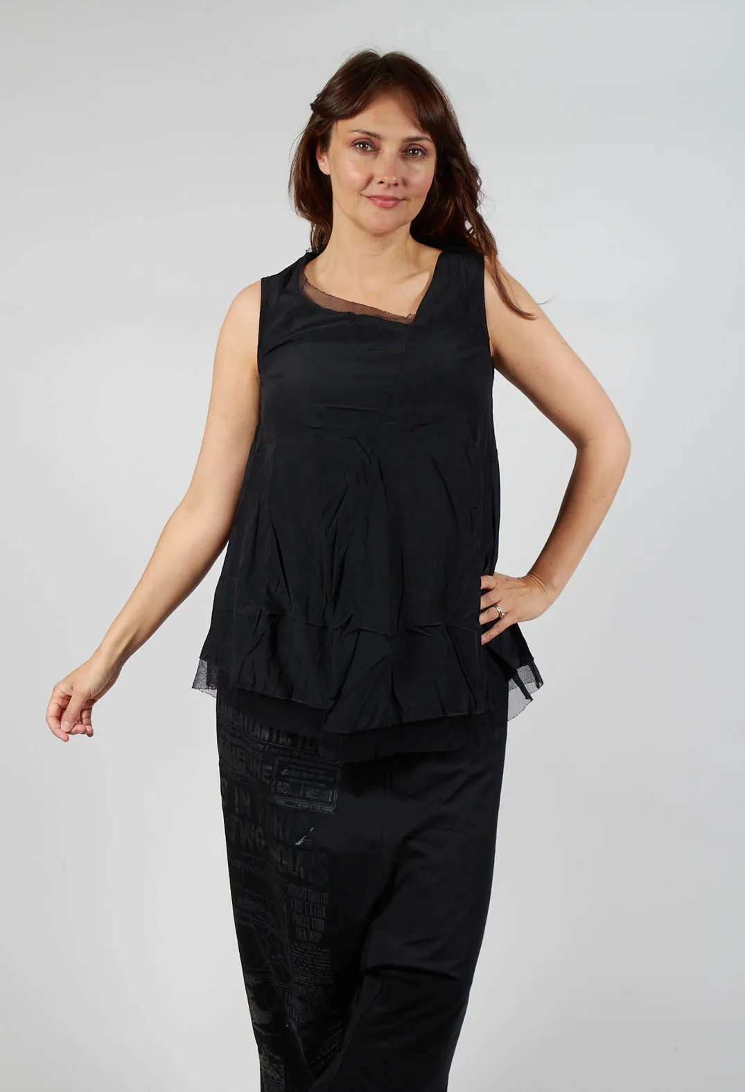 Asymmetrical A-Line Blouse in Black