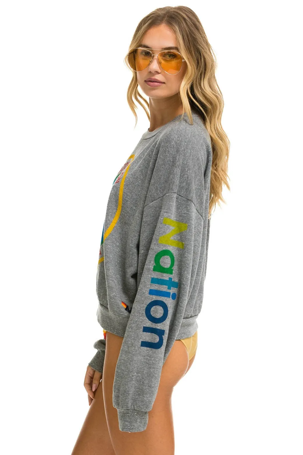 AVIATOR NATION RELAXED CREW SWEATSHIRT - HEATHER GREY