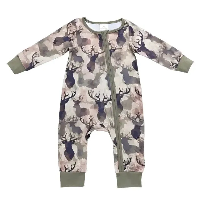 Baby Romper - Boys - Zip - Deer Camo Woodland