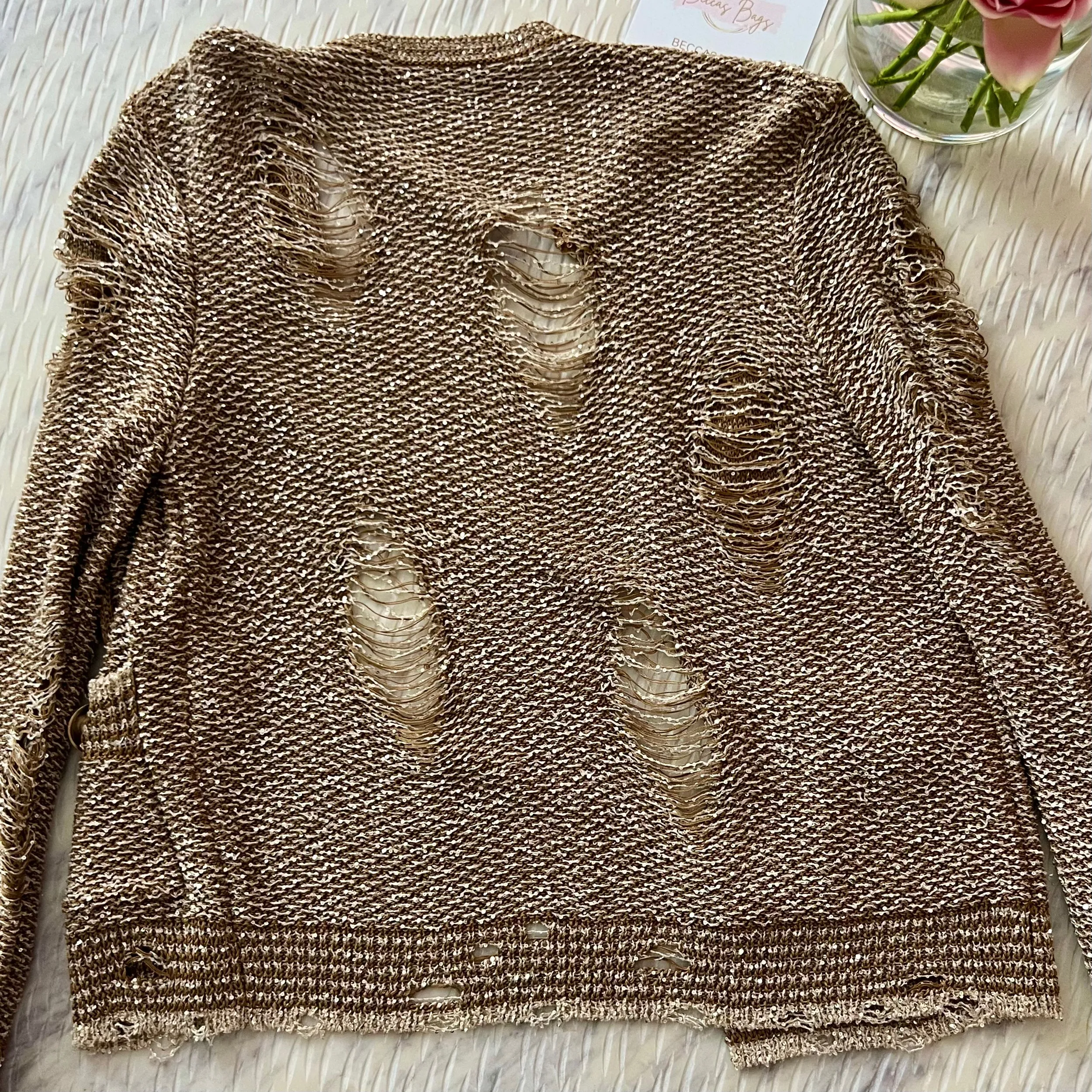 Balmain Distressed Sequin Cardigan