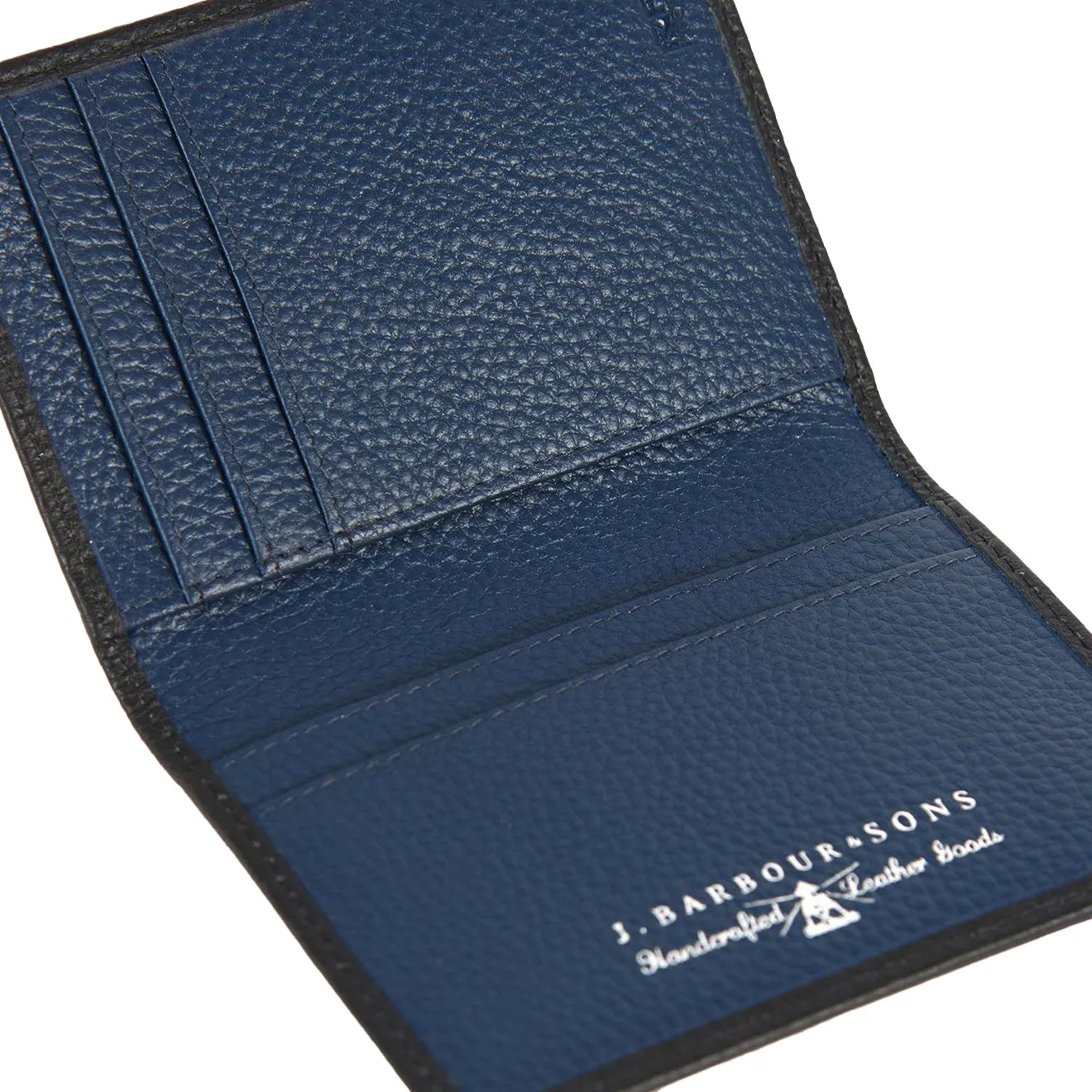 Barbour Contrast Leather Billfold Wallet Black