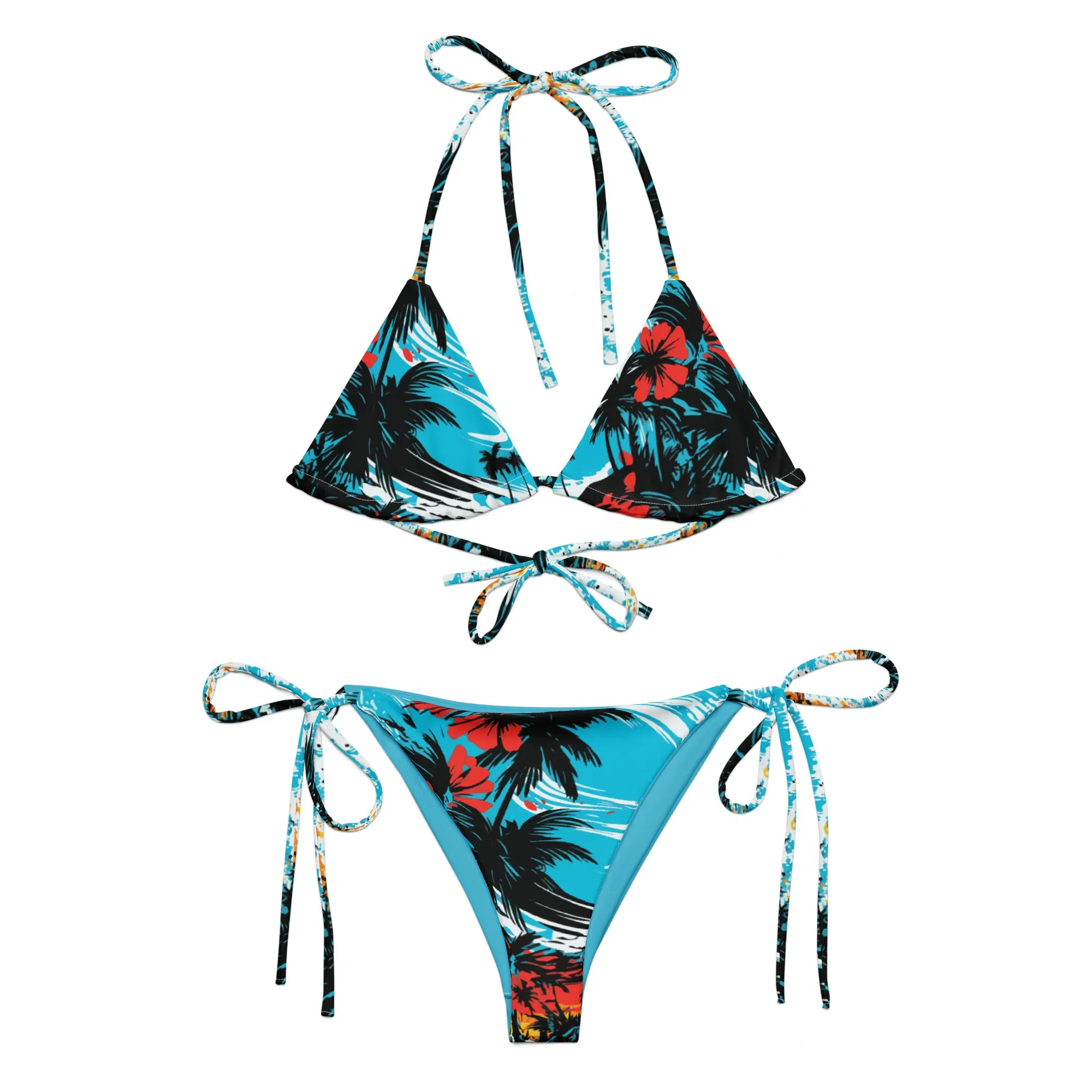 Beachside Beauty: Women's Sunset Waves 001 String Bikini