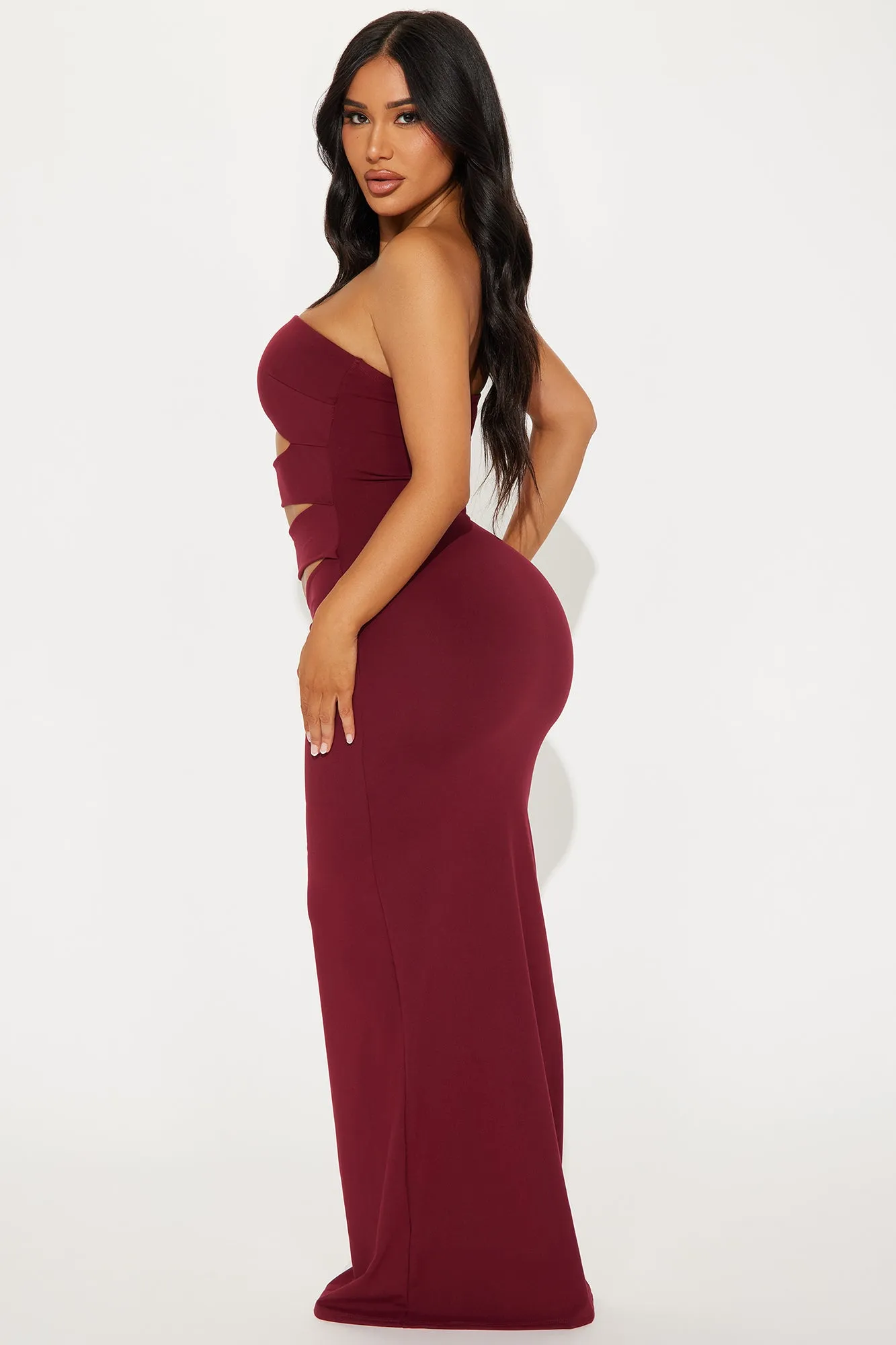 Blake Cut Out Tube Maxi Dress - Wine