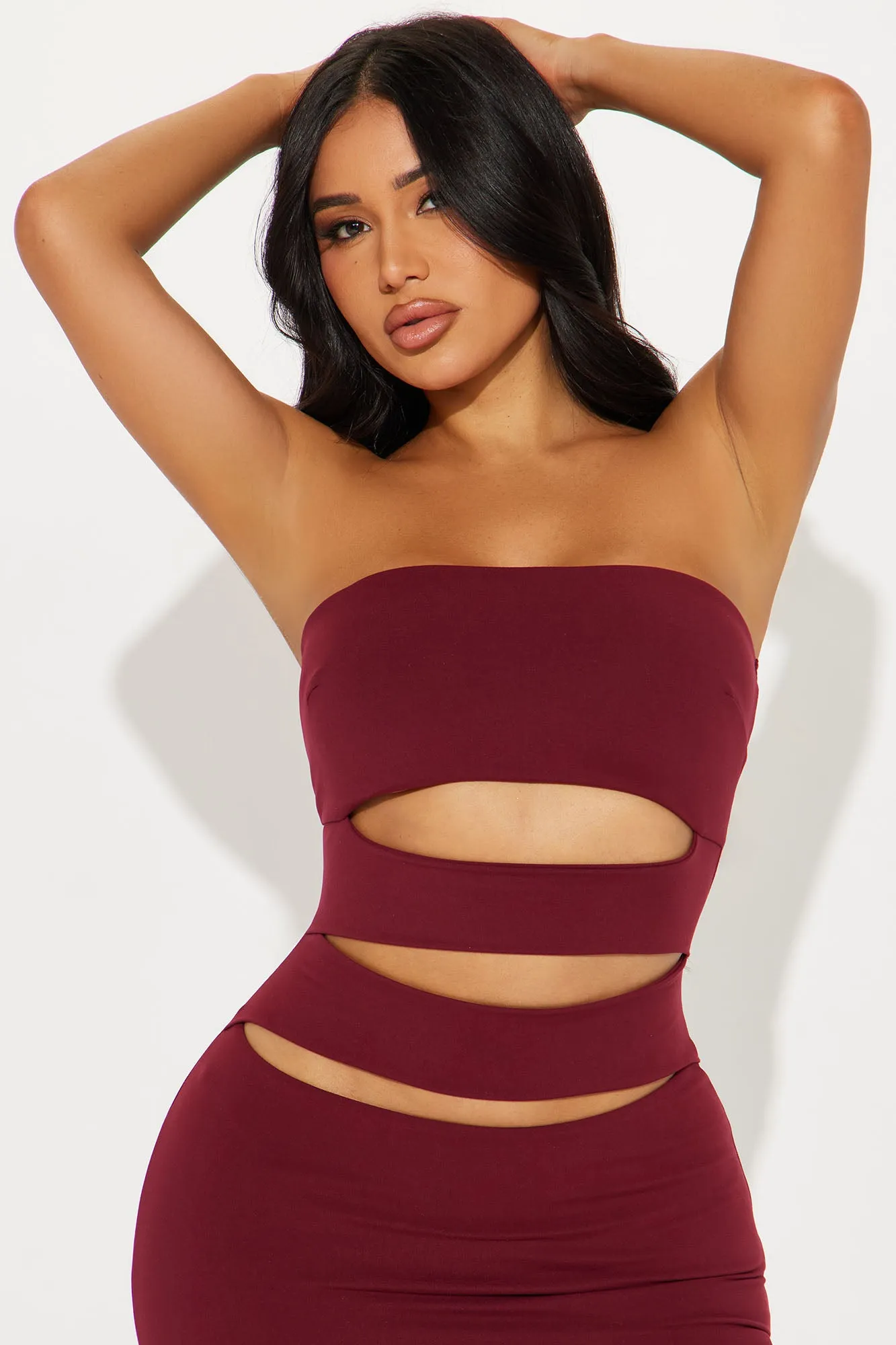 Blake Cut Out Tube Maxi Dress - Wine