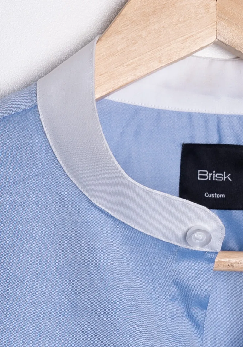 BLUE CHAMBRAY BAND COLLAR SHIRT