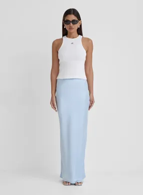 Blue Satin Maxi Skirt- Novah