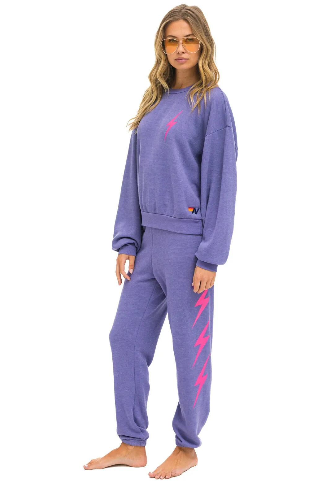 BOLT 2 RELAXED CREW SWEATSHIRT - LAVENDER // NEON PINK