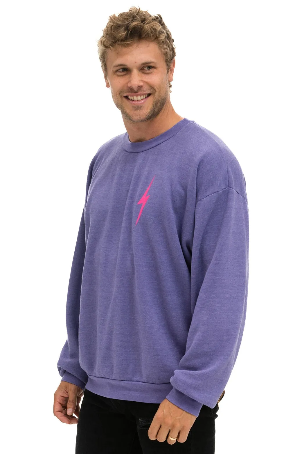 BOLT 2 RELAXED CREW SWEATSHIRT - LAVENDER // NEON PINK