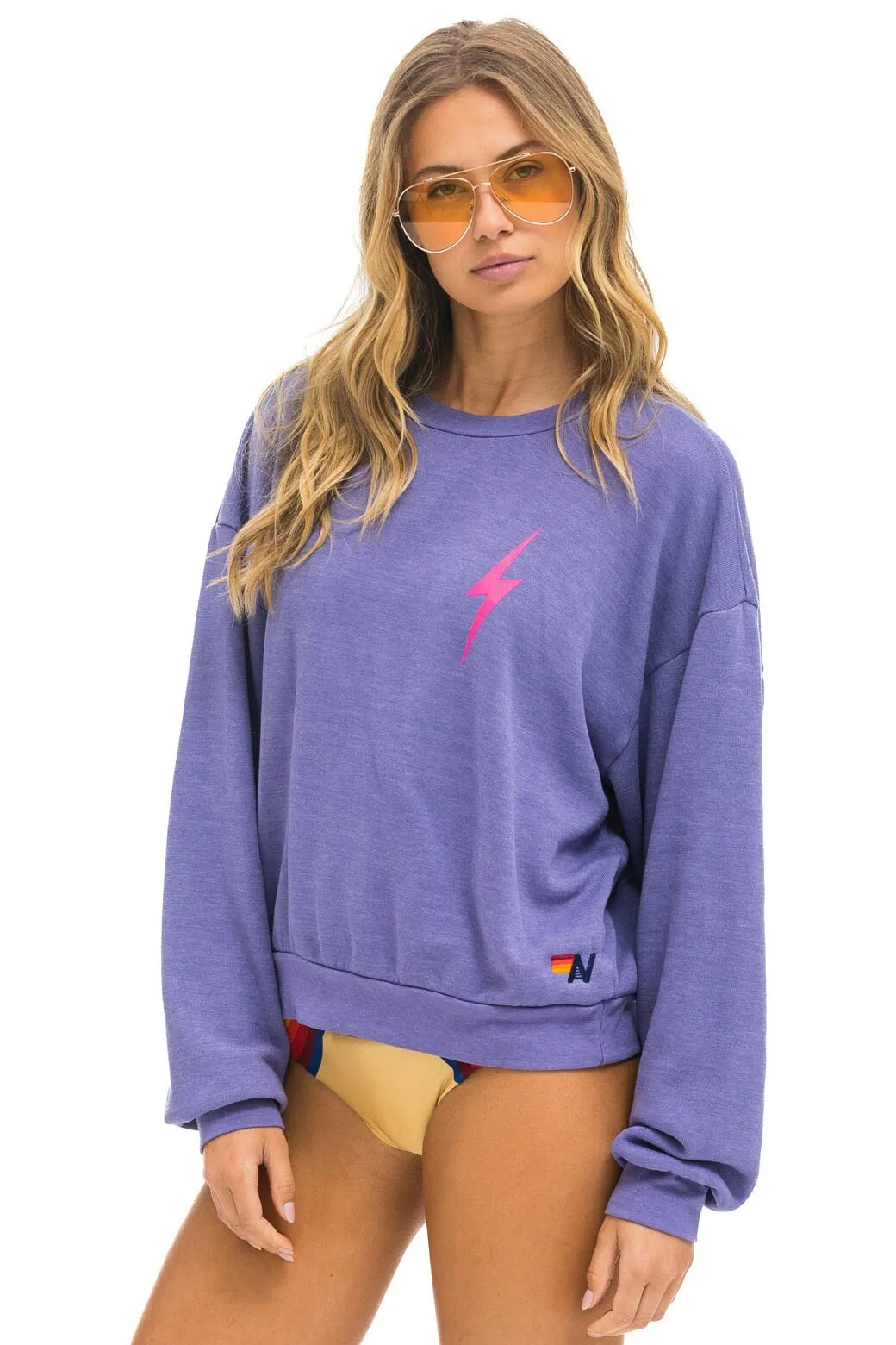 BOLT 2 RELAXED CREW SWEATSHIRT - LAVENDER // NEON PINK