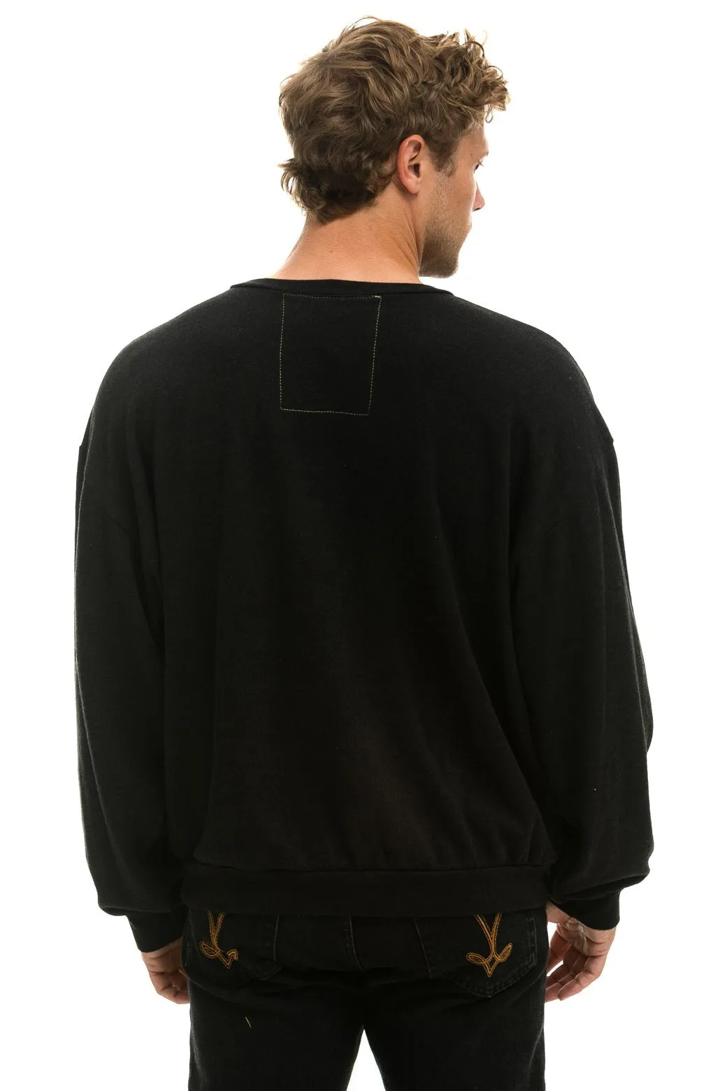 BOLT GRADIENT RELAXED CREW SWEATSHIRT - BLACK // RAINBOW