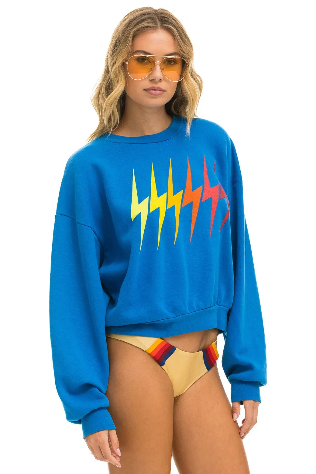 BOLT GRADIENT RELAXED CREW SWEATSHIRT - OCEAN // RAINBOW