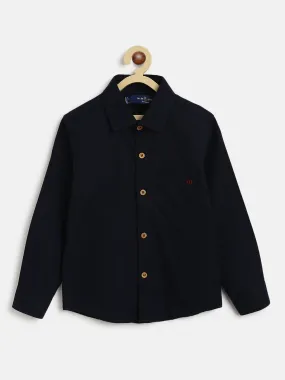 Boys Dark Blue Cotton Shirt