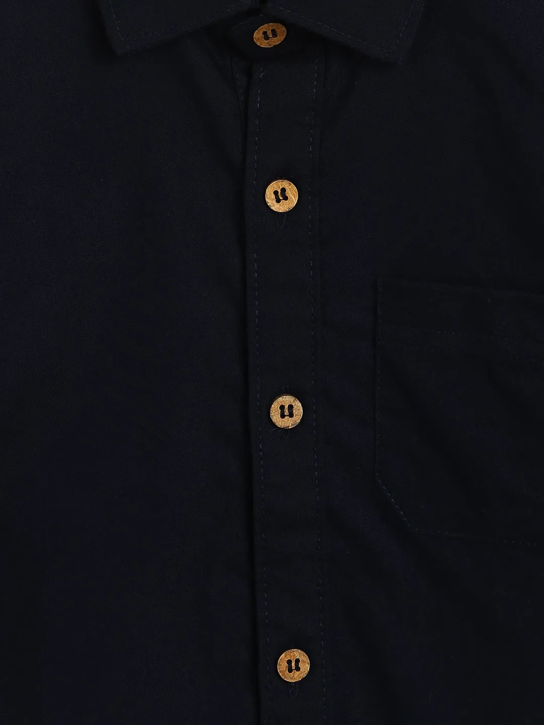 Boys Dark Blue Cotton Shirt