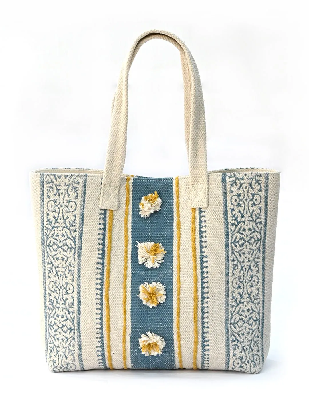 BRISK - HAND BLOCK COTTON PRINTED TOTE BAG