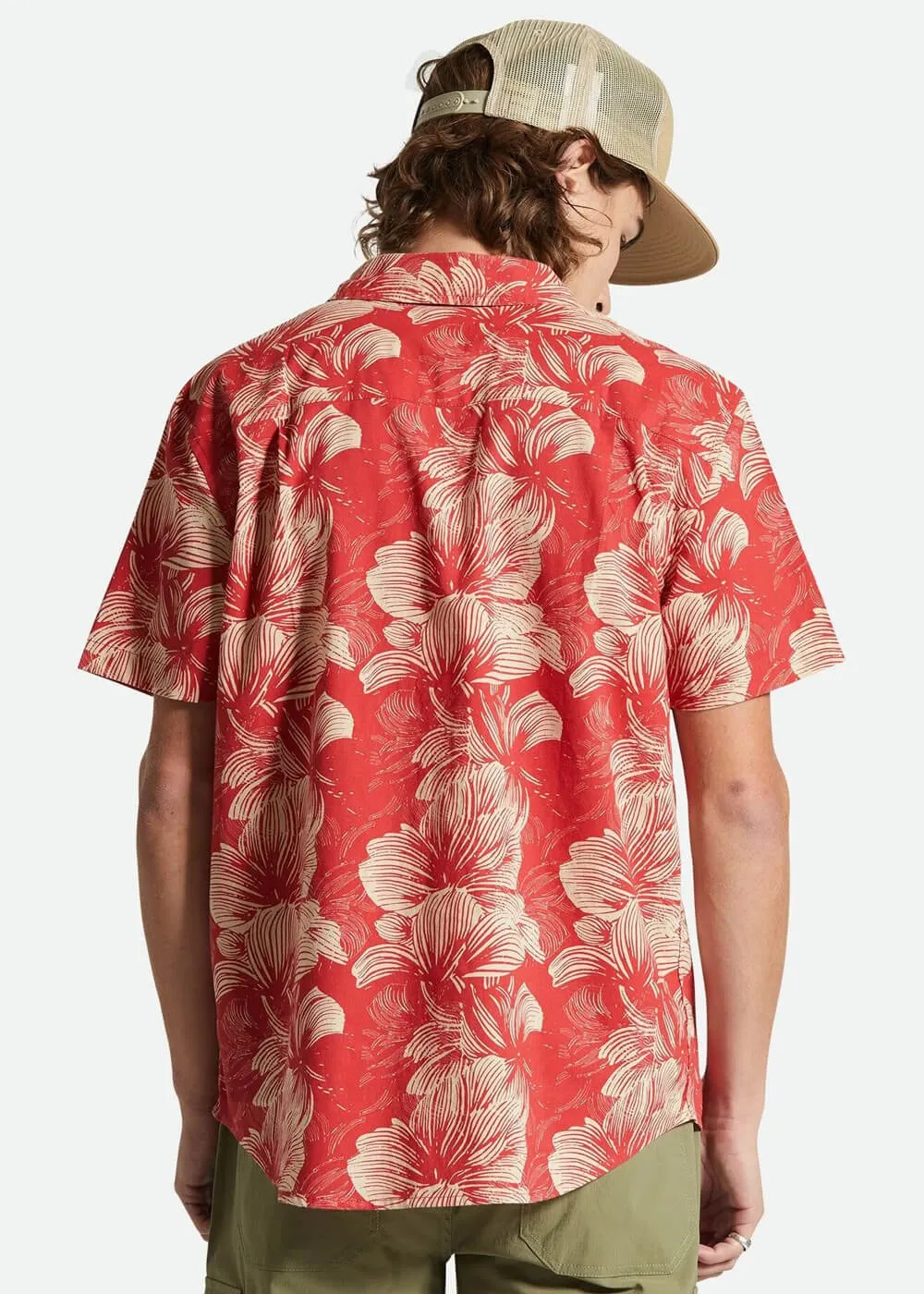 Brixton Men's Charter Floral Print Shirt Red