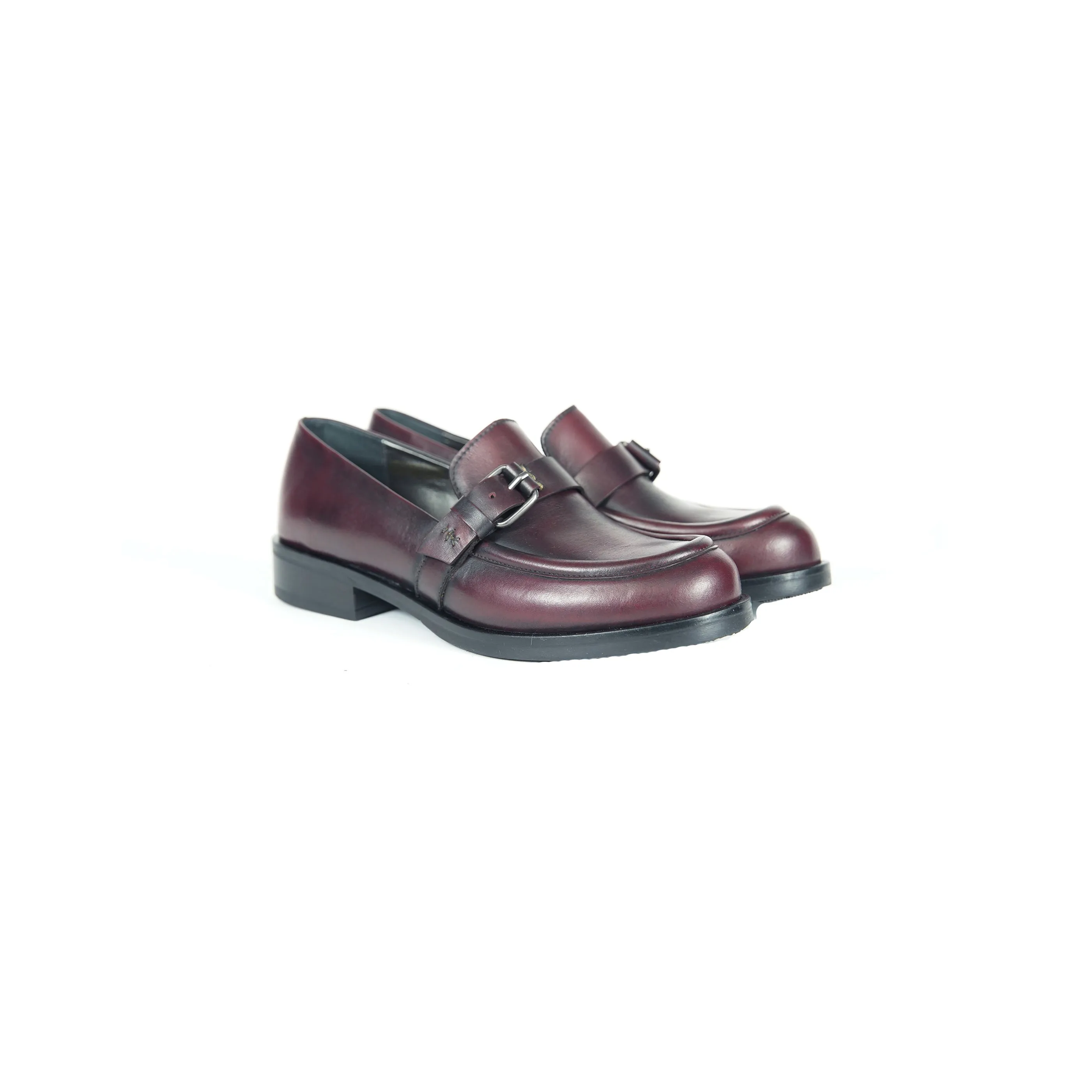 Buckle Moccasin Spazzolato Burgundy