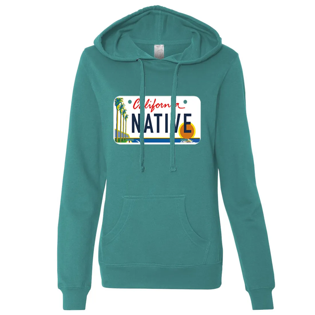 California Native License Plate Ladies Lightweight Fitted Hoodie