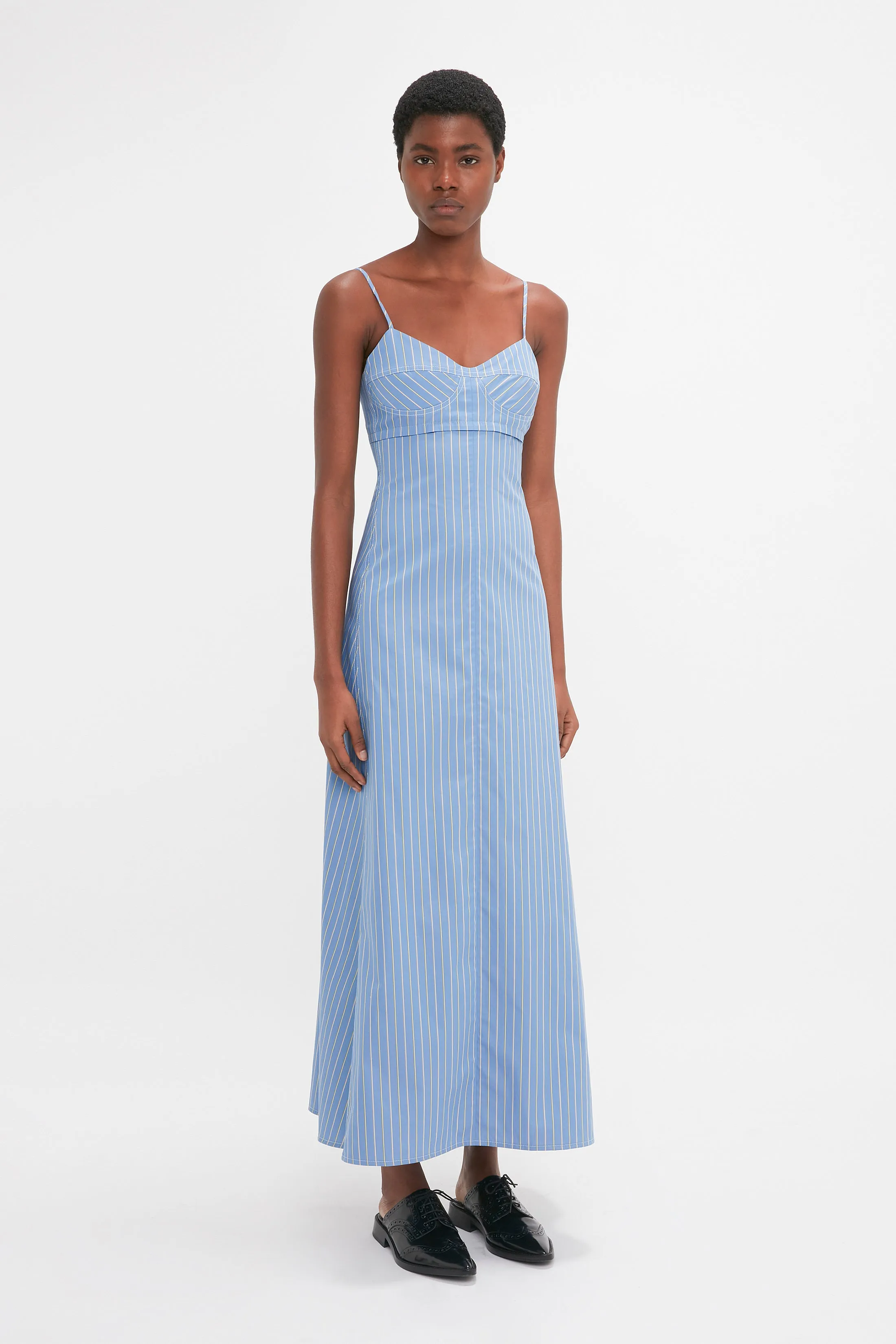 Cami Fit And Flare Midi In Steel Blue