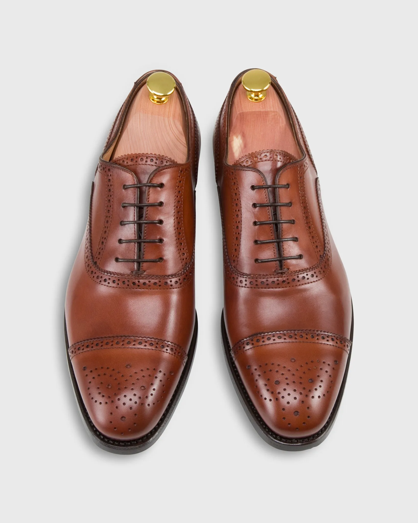 Cap-Toe Semi-Brogue in Autumn Brown Calfskin