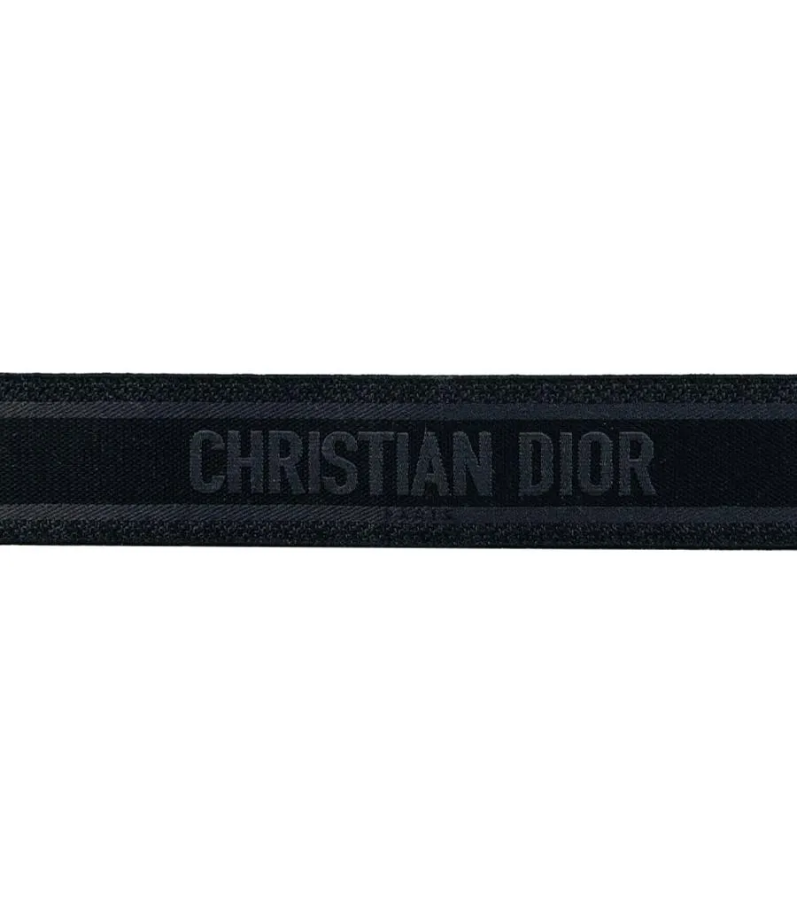 Christian Dior Logo Canvas & Leather Embroidered Belt